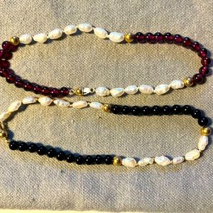 Two 14k freshwater pearl and bead bracelets.